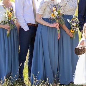 Revelry Clara Chiffon Skirt, Dusty Blue